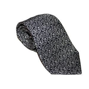 Hermes Paris Black White Geometric Silk Tie
